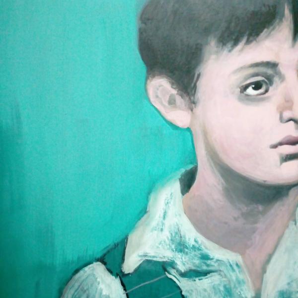 Kagaras Vasileios, Little Refugee (detail), 2018, acrylic, 0,60Χ0,50m